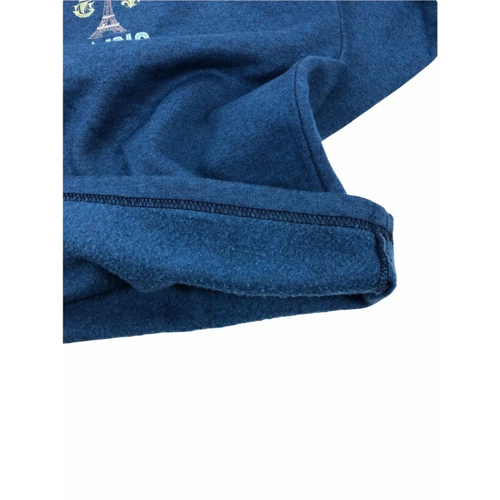 Paris France Mens Large Sweatshirt Vintage 1/4 Zip Eiffel Blue Made In France